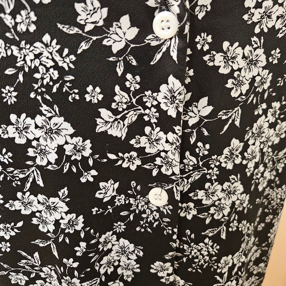 Nine Eight New York Tunic Womens Size XL Black White Floral Top Long Sleeve - Picture 5 of 9